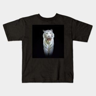 White Tiger Animal Wildlife Jungle Nature Travel Adventure Digital Painting Kids T-Shirt